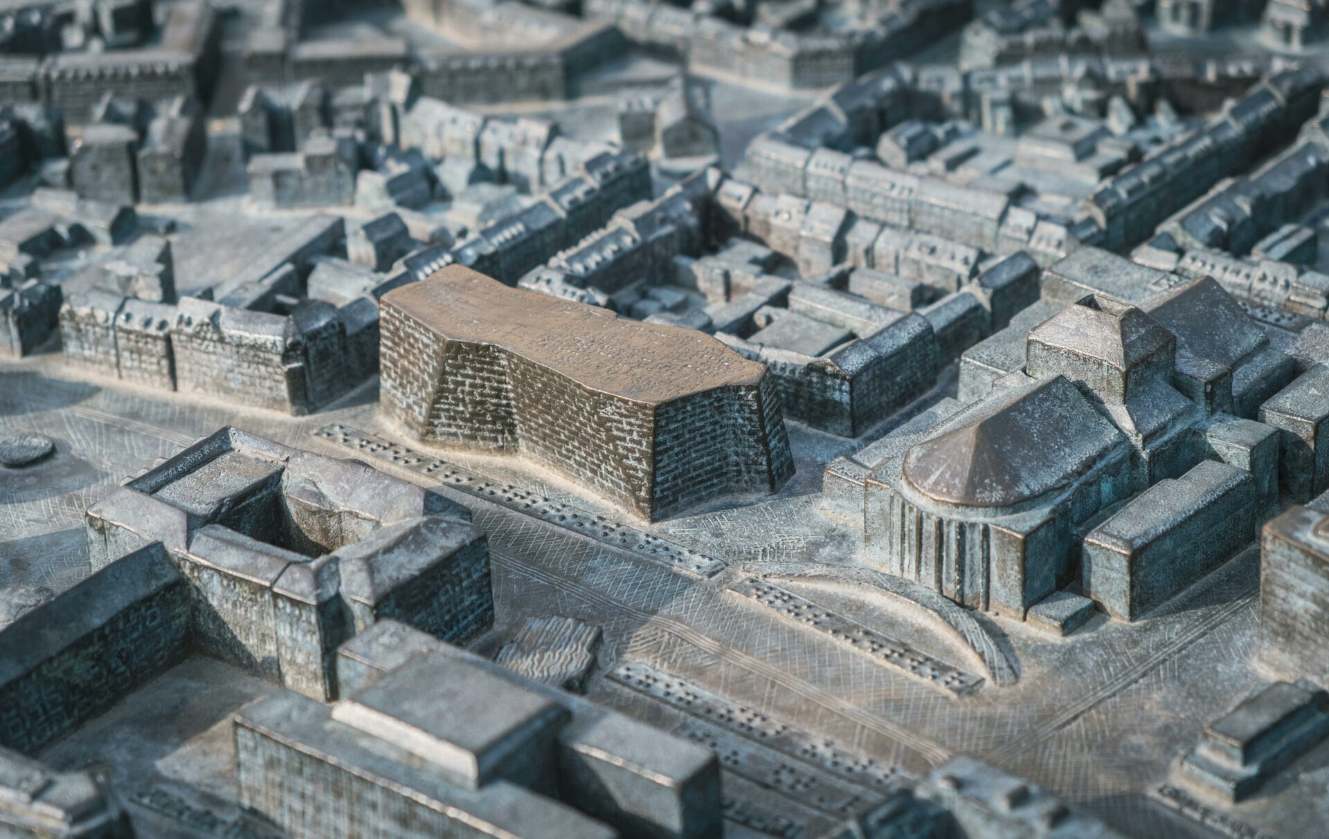 Dark miniature Model of Buildings in Freiburg, Germany