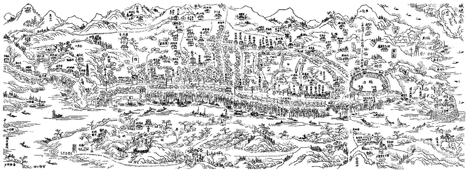 Figure 3. County General Map of the city of Xiangtan made in the 22nd year of the reign of the Jiaqing Emperor of the Qing Dynasty (1817).