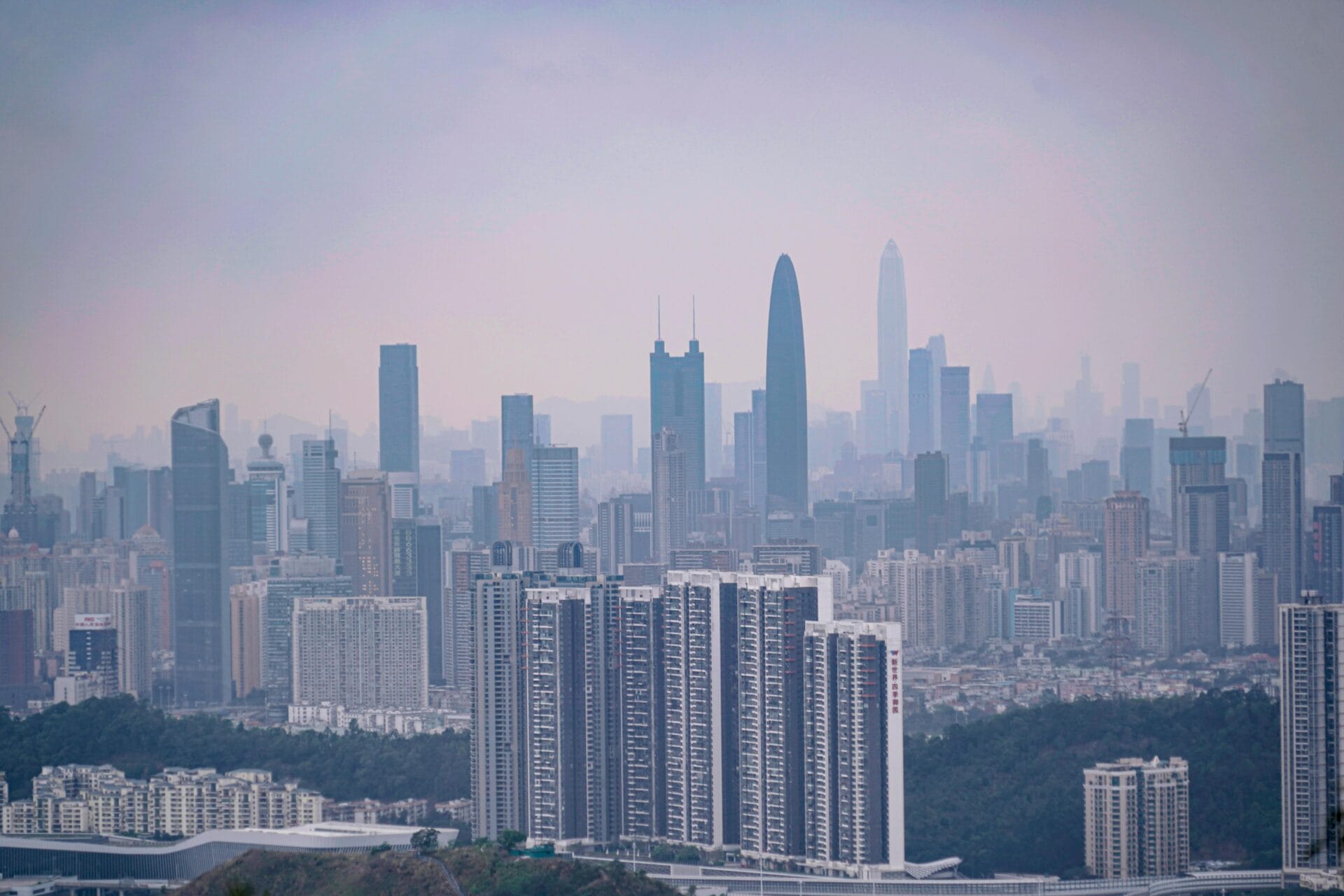 Drone Shot of Shenzhen City, China
