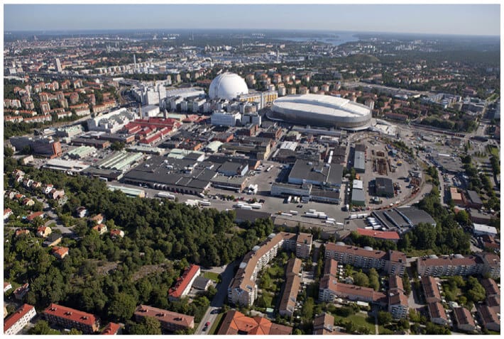 Aerial image of Slakthusomr&aring;det. Courtesy of the City of Stockholm