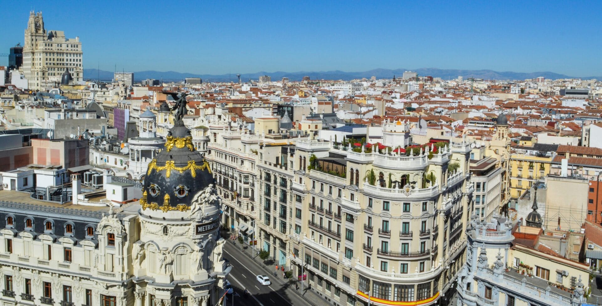 Aerial View of Buildings. Madrid, Spain