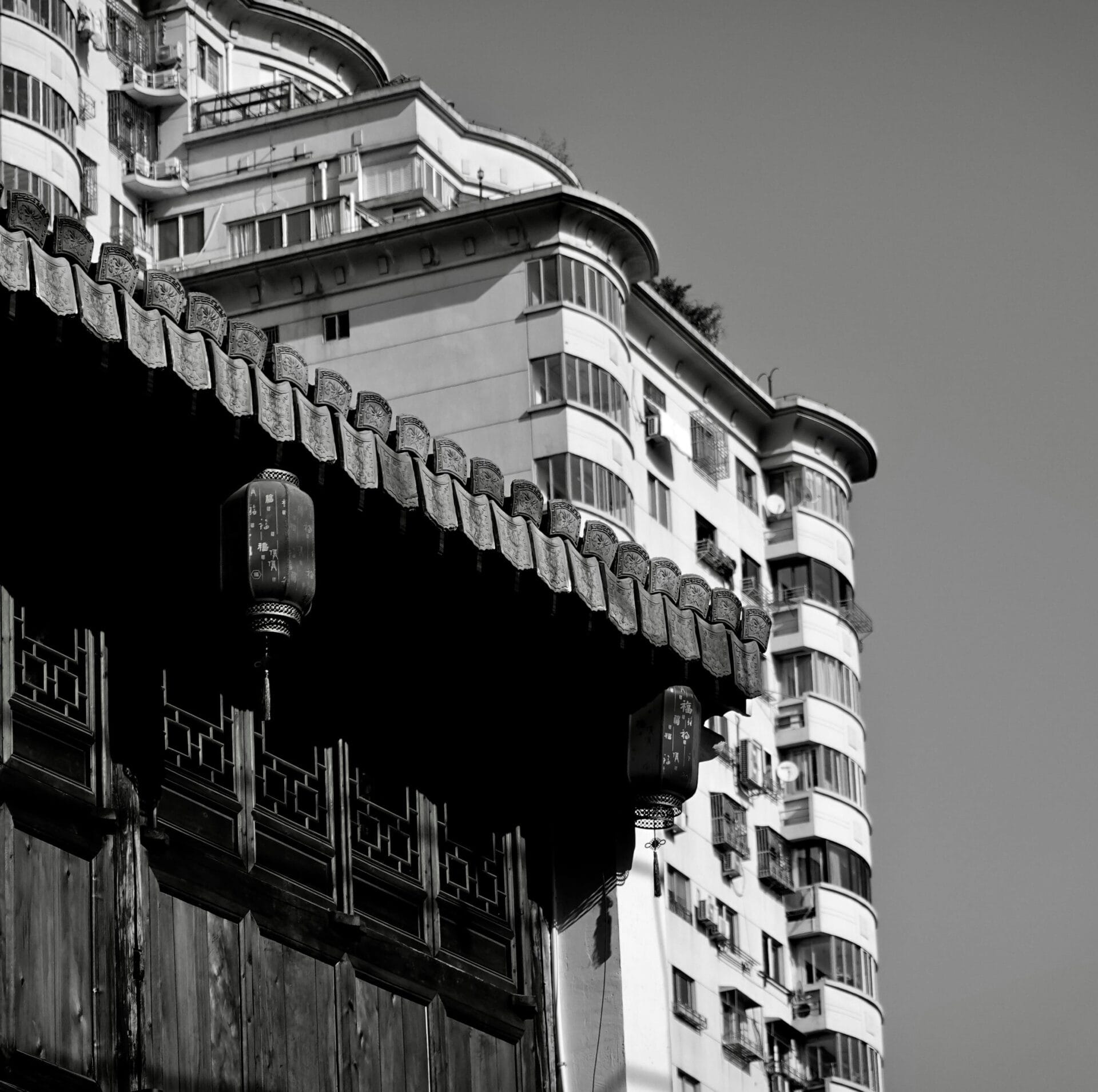 Close-up View of Hotel with Balconies. Wenzhou, China.