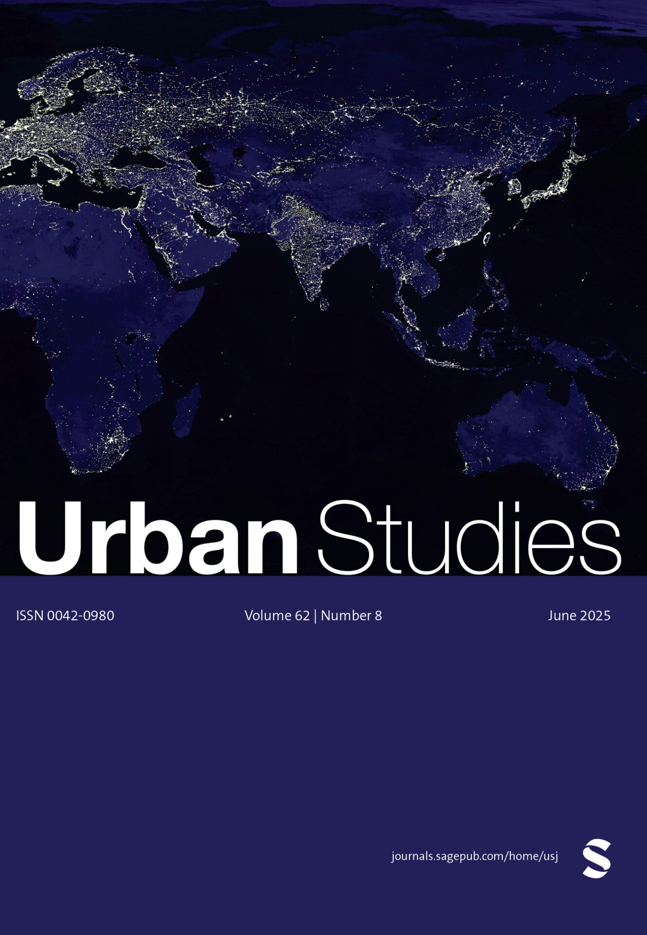 Urban Studies Journal cover: June 2025 Issue 62/8